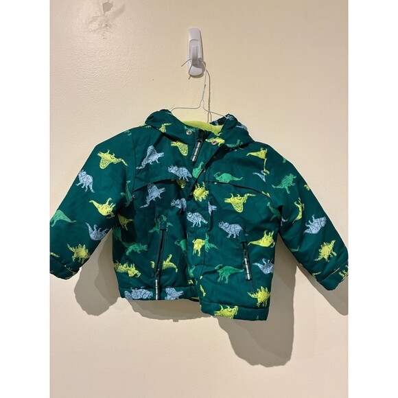 NWOT Cat & Jack Green Dinosaur Puffer Jacket Coat - 18M - Picture 1 of 6